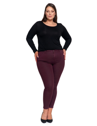 Spodnie - Spodnie damskie skinny elastyczne FIOLETOWY - produkt 13