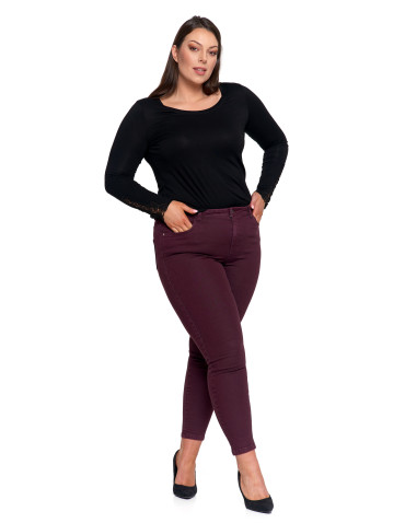 Spodnie - Spodnie damskie skinny elastyczne FIOLETOWY - produkt 14