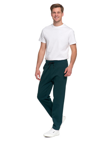 Spodnie - Męskie spodnie dresowe z prostą nogawką ZIELONY - produkt 3