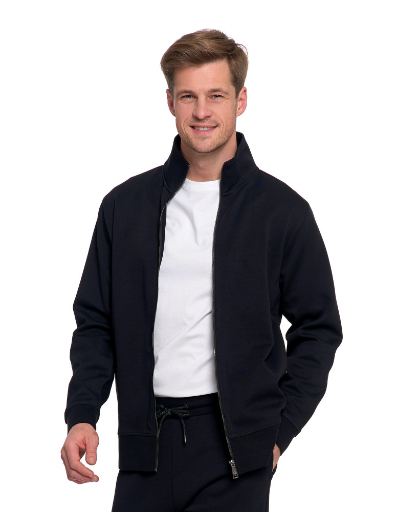 Bluzy - Męska bluza dresowa ze stójką i zamkiem CZARNY - produkt moraj.pl 5