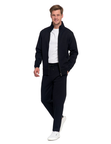 Bluzy - Męska bluza dresowa ze stójką i zamkiem CZARNY - produkt 6