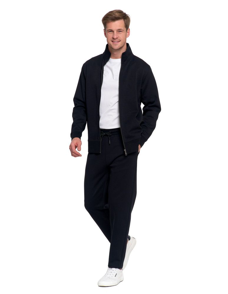 Bluzy - Męska bluza dresowa ze stójką i zamkiem CZARNY - produkt moraj.pl 6