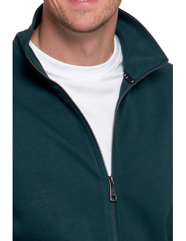 Bluzy - Męska bluza dresowa ze stójką i zamkiem ZIELONY - produkt 4