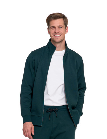 Bluzy - Męska bluza dresowa ze stójką i zamkiem ZIELONY - produkt 5