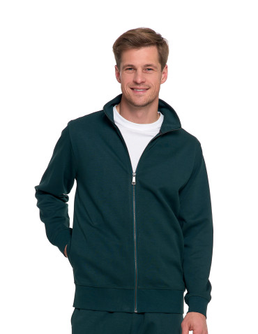 Bluzy - Męska bluza dresowa ze stójką i zamkiem ZIELONY - produkt 6