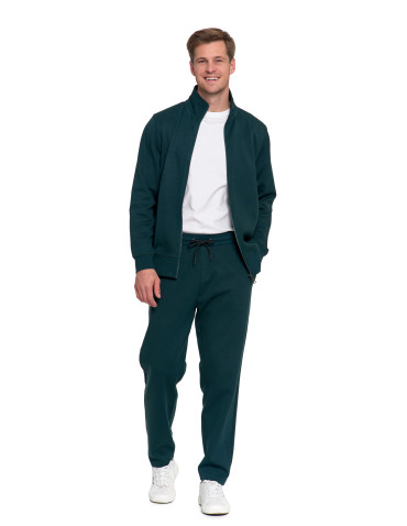 Bluzy - Męska bluza dresowa ze stójką i zamkiem ZIELONY - produkt 7