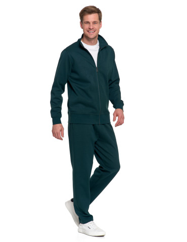 Bluzy - Męska bluza dresowa ze stójką i zamkiem ZIELONY - produkt 9