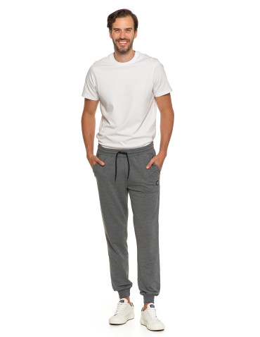 Spodnie - Spodnie męskie dresowe wiązane na sznurek SZARY - produkt 1