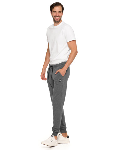 Spodnie - Spodnie męskie dresowe wiązane na sznurek SZARY - produkt 3