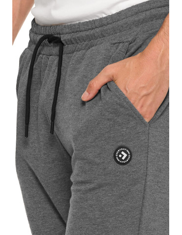 Spodnie - Spodnie męskie dresowe wiązane na sznurek SZARY - produkt 7