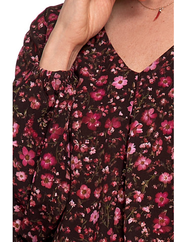 Nowości - Bluzka damska z bufiastymi rękawami BORDOWY - produkt 6