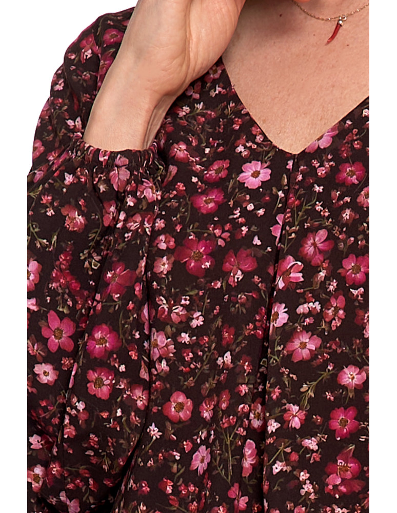 Nowości - Bluzka damska z bufiastymi rękawami BORDOWY  - produkt moraj.pl 6