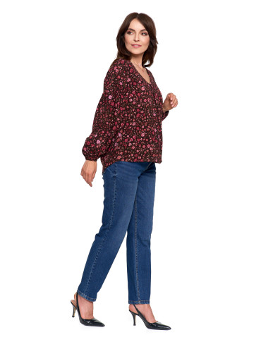 Nowości - Bluzka damska z bufiastymi rękawami BORDOWY - produkt 8