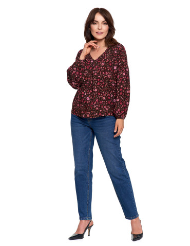 Nowości - Bluzka damska z bufiastymi rękawami BORDOWY - produkt 9