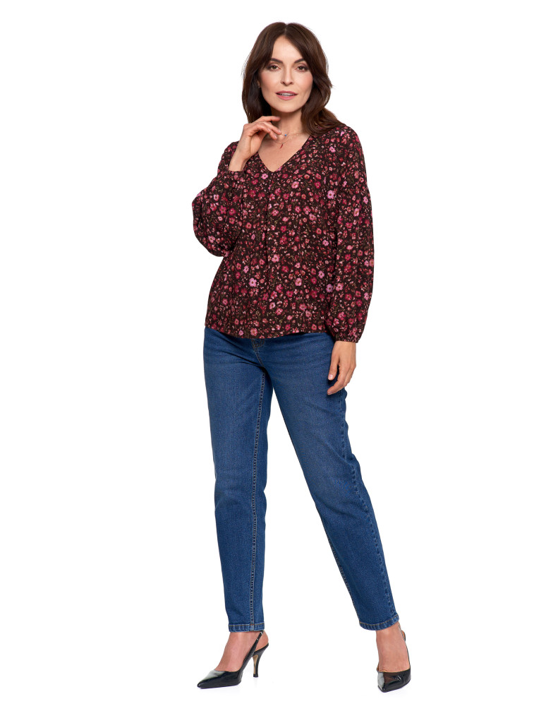 Nowości - Bluzka damska z bufiastymi rękawami BORDOWY  - produkt moraj.pl 9