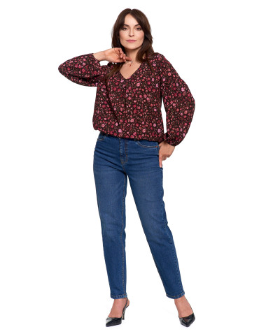 Nowości - Bluzka damska z bufiastymi rękawami BORDOWY - produkt 10
