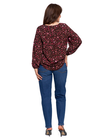 Nowości - Bluzka damska z bufiastymi rękawami BORDOWY - produkt 11