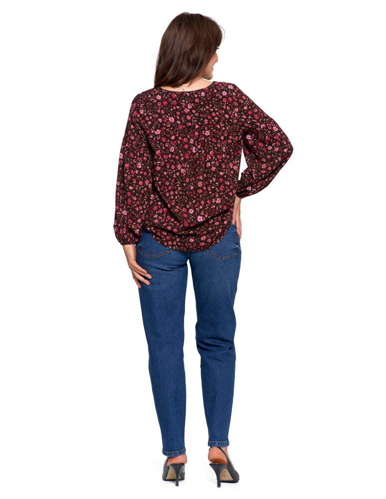 Nowości - Bluzka damska z bufiastymi rękawami BORDOWY  - produkt moraj.pl 11