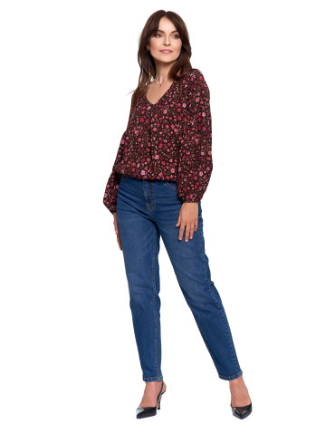 Nowości - Bluzka damska z bufiastymi rękawami BORDOWY - produkt 12