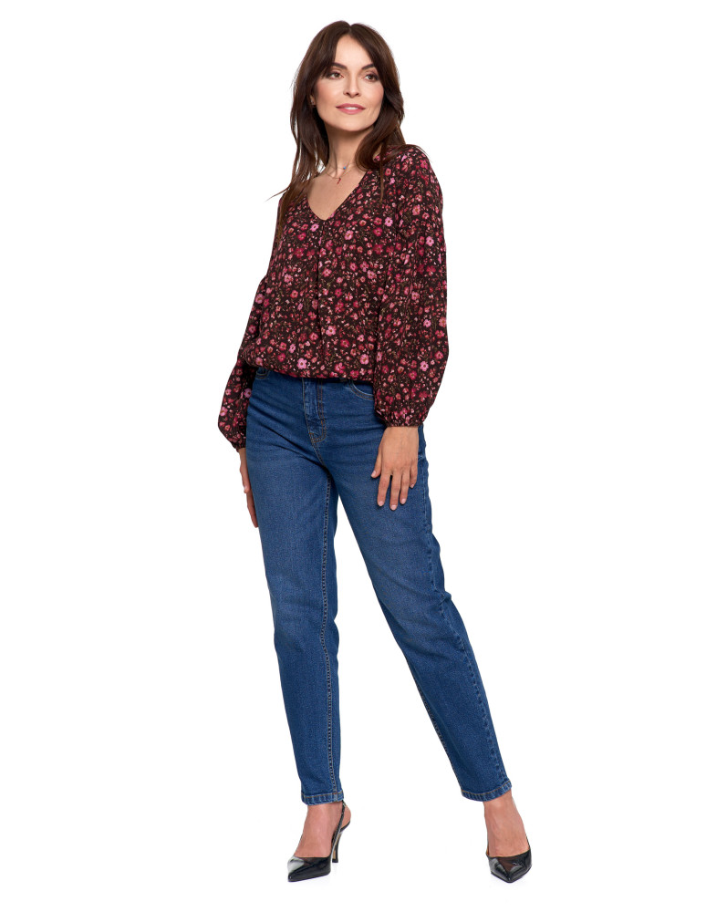 Nowości - Bluzka damska z bufiastymi rękawami BORDOWY  - produkt moraj.pl 12