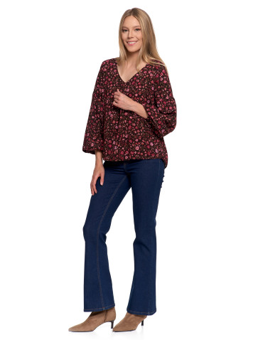 Nowości - Bluzka damska z bufiastymi rękawami BORDOWY - produkt 20