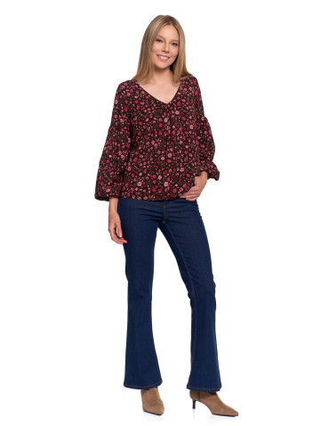 Nowości - Bluzka damska z bufiastymi rękawami BORDOWY - produkt 21