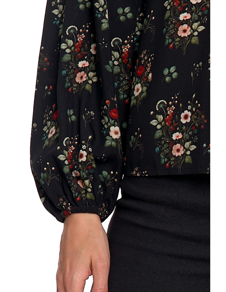 Nowości - Bluzka damska z bufiastymi rękawami CZARNY  - produkt moraj.pl 4