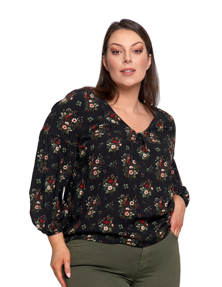 Nowości - Bluzka damska z bufiastymi rękawami CZARNY  - produkt moraj.pl 9