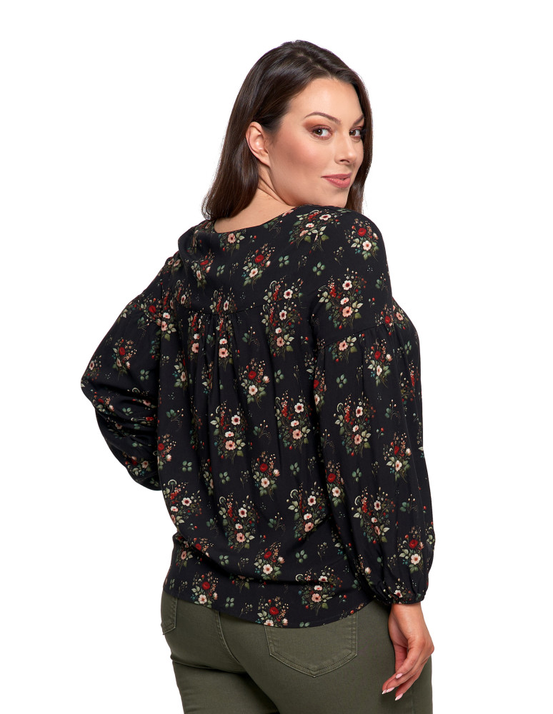 Nowości - Bluzka damska z bufiastymi rękawami CZARNY  - produkt moraj.pl 10