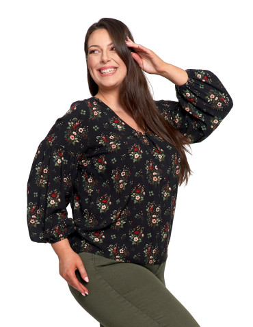 Nowości - Bluzka damska z bufiastymi rękawami CZARNY - produkt 11