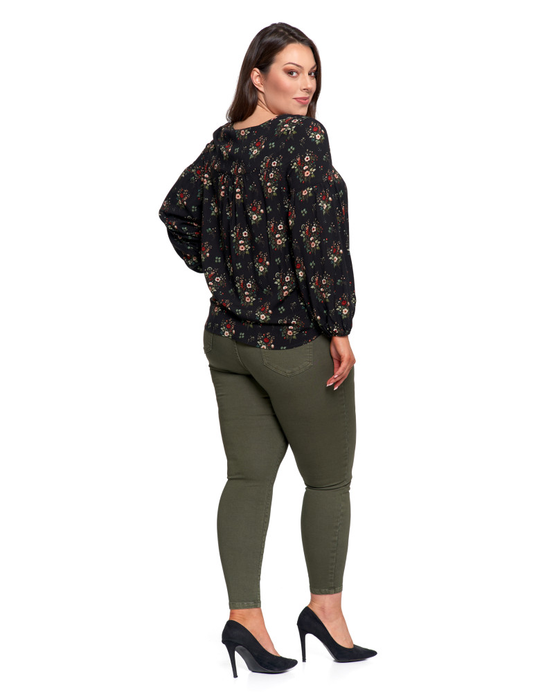 Nowości - Bluzka damska z bufiastymi rękawami CZARNY  - produkt moraj.pl 12