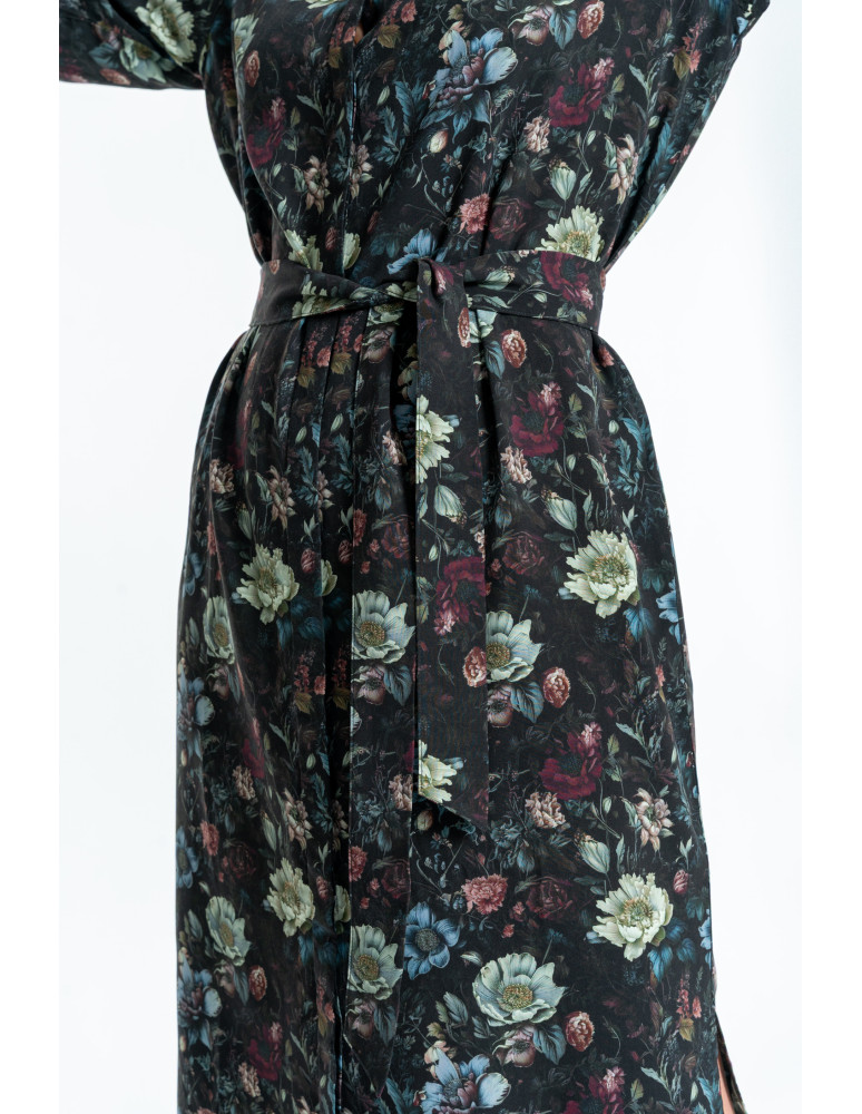 Sukienki - Sukienka damska midi koszulowa z wiskozy CZARNY - produkt moraj.pl 4