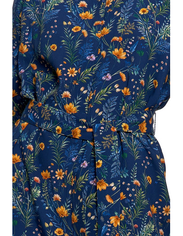 Sukienki - Sukienka damska midi koszulowa z wiskozy GRANATOWY - produkt 4