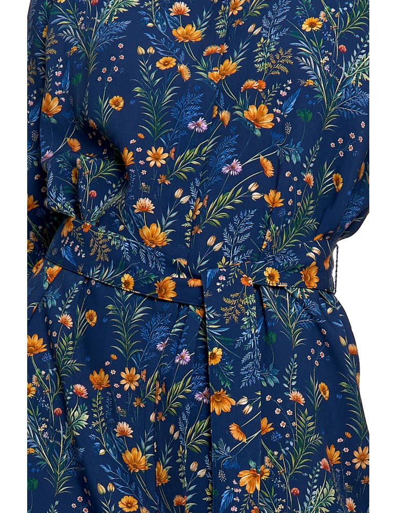 Sukienki - Sukienka damska midi koszulowa z wiskozy GRANATOWY - produkt moraj.pl 4