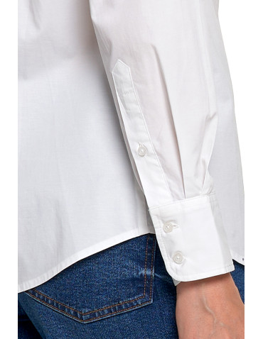 Bluzki i koszule - Koszula damska z długim rękawem bawełniana BIAŁY - produkt 4