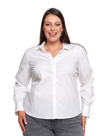 Bluzki i koszule - Koszula damska z długim rękawem bawełniana BIAŁY - produkt 15