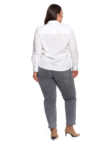 Bluzki i koszule - Koszula damska z długim rękawem bawełniana BIAŁY - produkt 17
