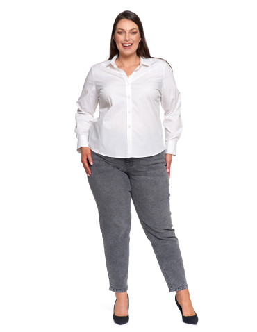 Bluzki i koszule - Koszula damska z długim rękawem bawełniana BIAŁY - produkt 21