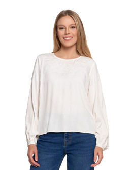 Bluzka damska z długim rękawem i subtelnym haftem  - produkt 2