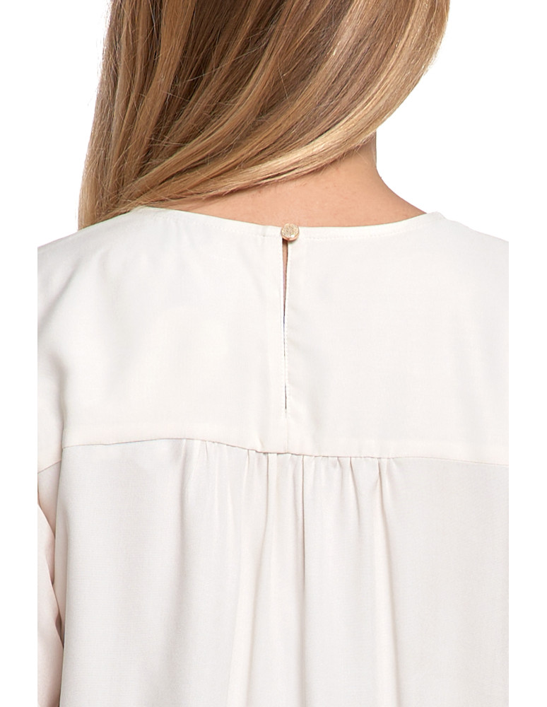 Nowości - Bluzka damska z długim rękawem i subtelnym haftem BIAŁY  - produkt moraj.pl 5