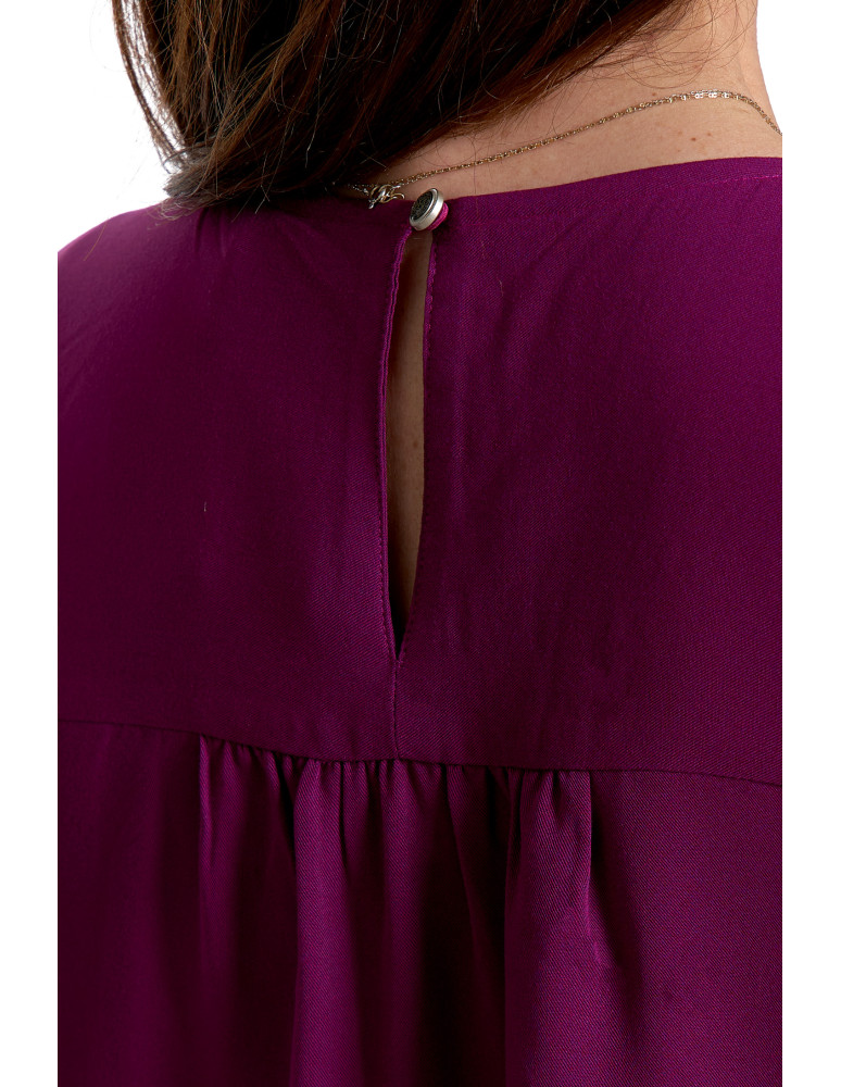 Nowości - Bluzka damska z długim rękawem i subtelnym haftem FIOLETOWY  - produkt moraj.pl 8