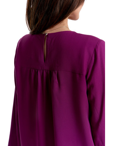 Nowości - Bluzka damska z długim rękawem i subtelnym haftem FIOLETOWY - produkt 15