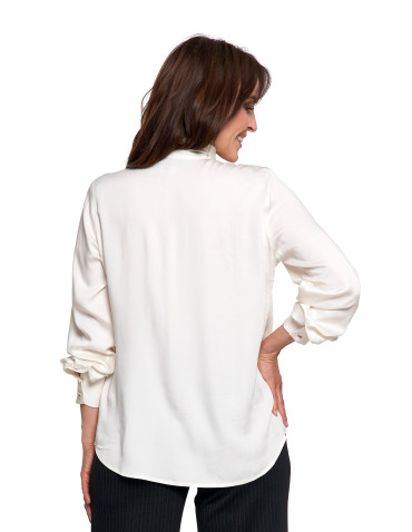 Bluzki i koszule - Koszula damska z kokardą pod szyją BIAŁY - produkt 4