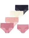 Damskie majtki figi z wysokim stanem i koronką bawełna 4-pak WIELOKOLOROWY 1