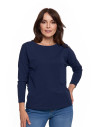 Bluzka damska bawełniana z rękawem 3/4 GRANATOWY