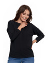 Bluzka damska bawełniana z rękawem 3/4 CZARNY