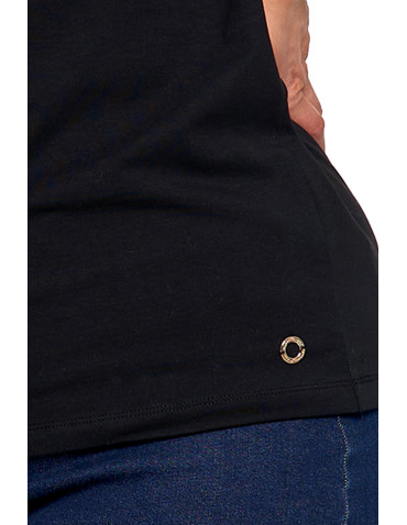 Bluzki i koszule - Bluzka damska bawełniana z rękawem 3/4 CZARNY - produkt 3