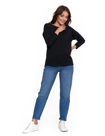 Bluzki i koszule - Bluzka damska bawełniana z rękawem 3/4 CZARNY - produkt 5