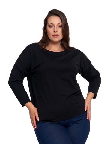 Bluzki i koszule - Bluzka damska bawełniana z rękawem 3/4 CZARNY - produkt 7