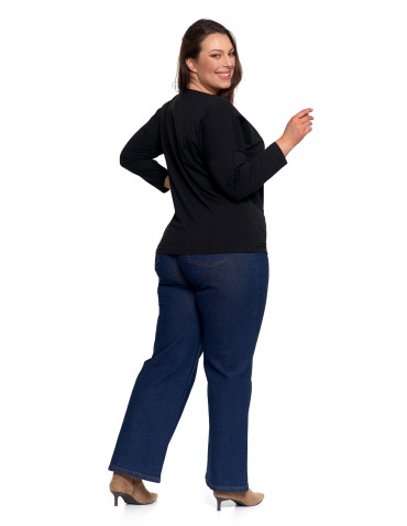 Bluzki i koszule - Bluzka damska bawełniana z rękawem 3/4 CZARNY - produkt 10